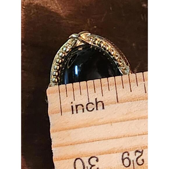 Vintage Monet Goldtone And Black Clipon Earrings - Picture 6 of 7